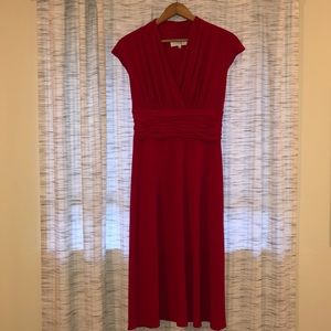 Red, Mock Wrap Dress